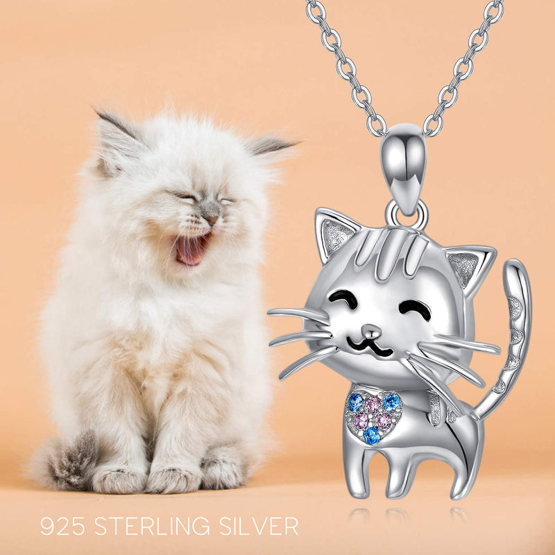 [Australia] - TRISHULA Cute Cat/Elephant Pendant Necklace Jewelry, Inlaid Zircon Necklace for Women, Teens, Girls, Cat Lovers Gift 