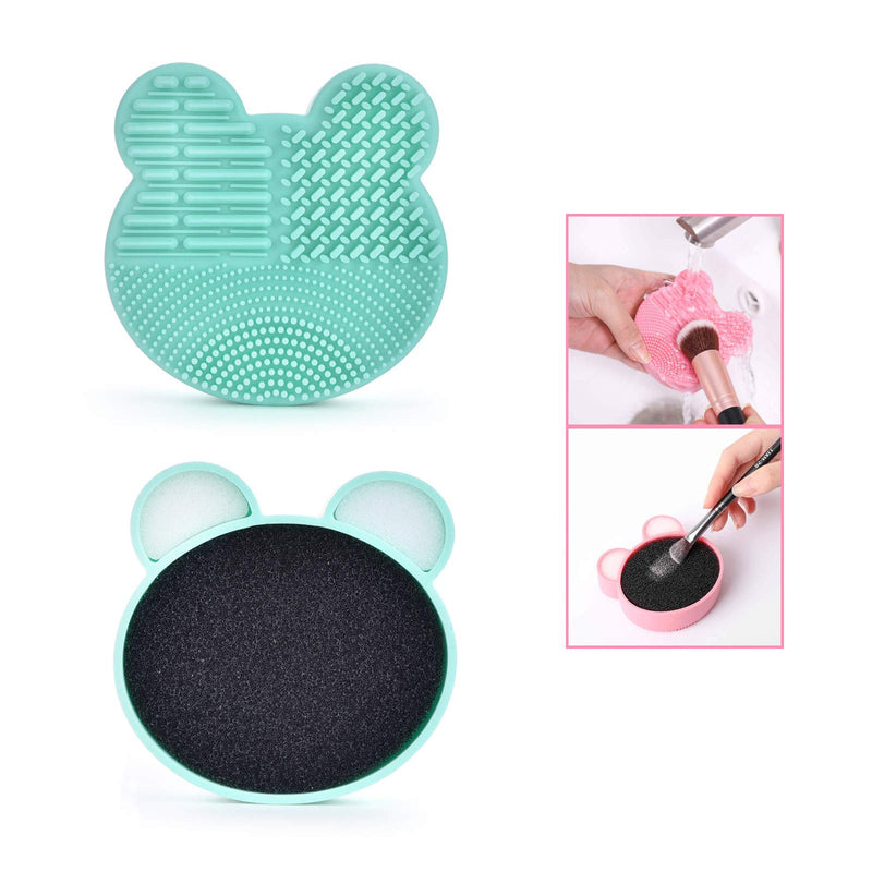 [Australia] - Makeup Brushes Cleaner, Color Removal Sponge and Brush Cleaner Mat 2 IN 1 Makeup Brush Cleaning Box Gifts for Women (Blue) Blue 