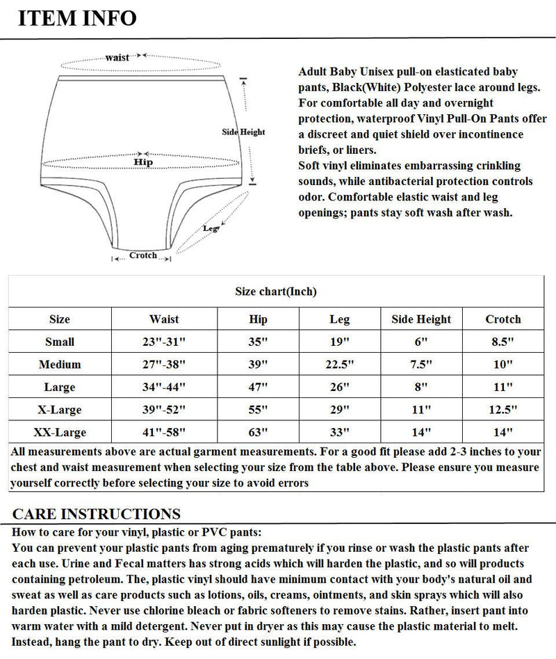 [Australia] - Haian Adult Incontinence Pull-on Plastic Pants Lace Panties Color Baby Blue with White Lace (Large) Large 