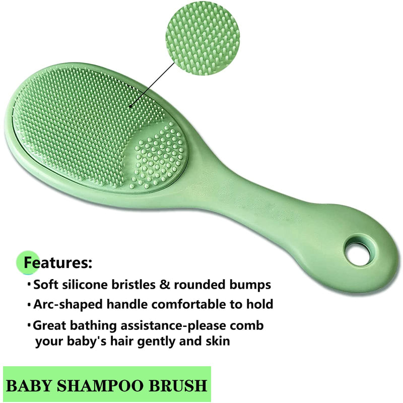 [Australia] - Mocarheri 3 Piece Baby Hair Brush and Comb Set for Newborns & Toddlers- Soft Goat Bristle Hair Brush, Silicone Bath Brush and Baby Comb for Infant, Kids - Perfect Baby Registry Gift 