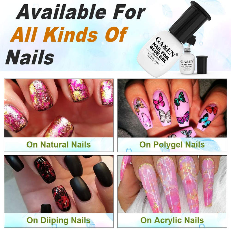 [Australia] - Nail Foil Glue Gel for Foil Art Stickers Strong Adhesion Nail Complete Transfer Available 15ml2 Bottles Soak Off LED LAMP Required Tips Manicure DIY With Gift Box 