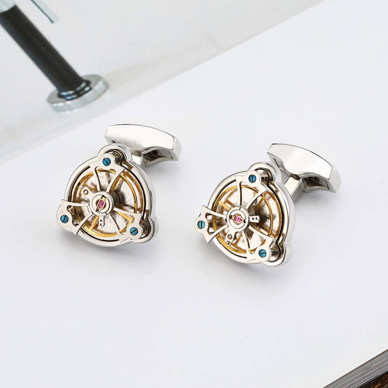 [Australia] - LEPTON Mens Cufflinks Vintage Watch Movement Tourbillon Cuff links Gift for Men/Father's Day/Lover/Friends/Wedding/Anniversaries/Birthdays with A Elegant Box 