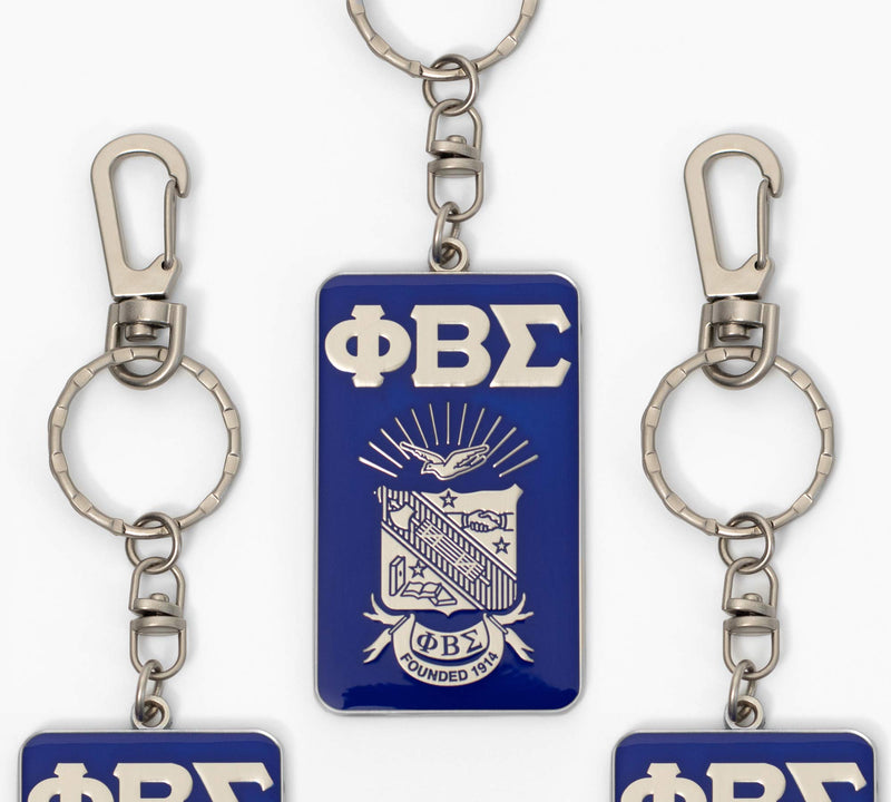 [Australia] - Bad Bananas Phi Beta Sigma Fraternity - Keychain - Classic Letters and Shield - Silver Metal with Enamel Fill - Officially Licensed 