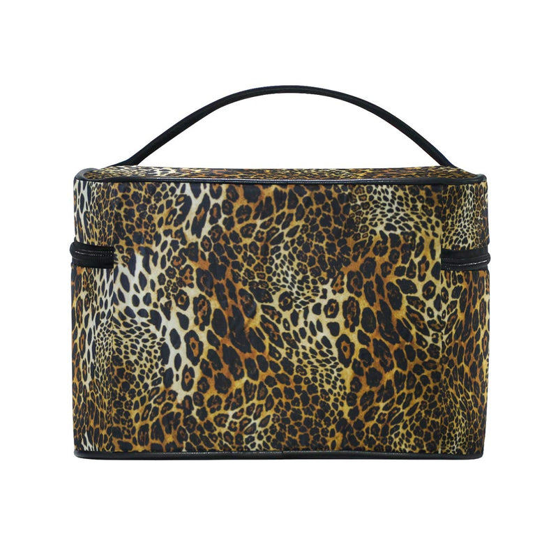 [Australia] - Art Leopard Skin Print Women Makeup Bag Travel Cosmetic Bags Toiletry Train Case Beauty Pouch Organizer 