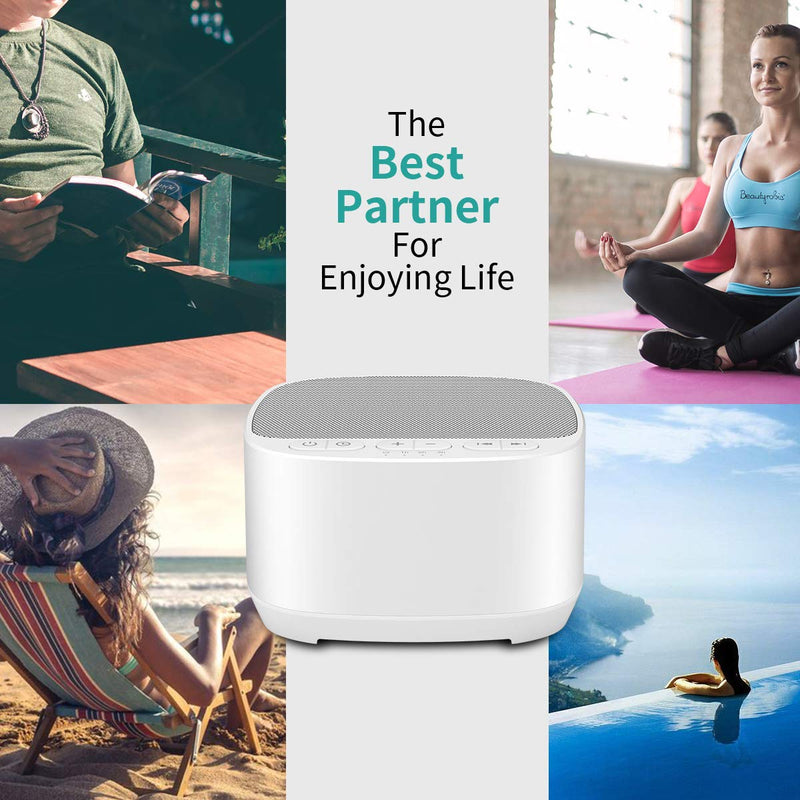 [Australia] - Magicteam Sleep Sound White Noise Machine with 40 Natural Soothing Sounds and Memory Function 32 Levels of Volume Powered by AC or USB and Sleep Timer Sound Therapy for Baby Kids Adults (White) 