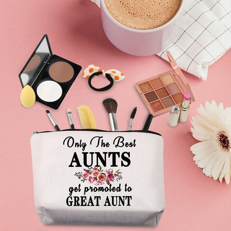 [Australia] - TSOTMO Aunt Gift New Aunt Gift Auntie To Be Gift Only The Best Aunts Get Promoted to Great Aunt Gift Cosmetic Bags Makeup Travel Case(Great Aunt) 