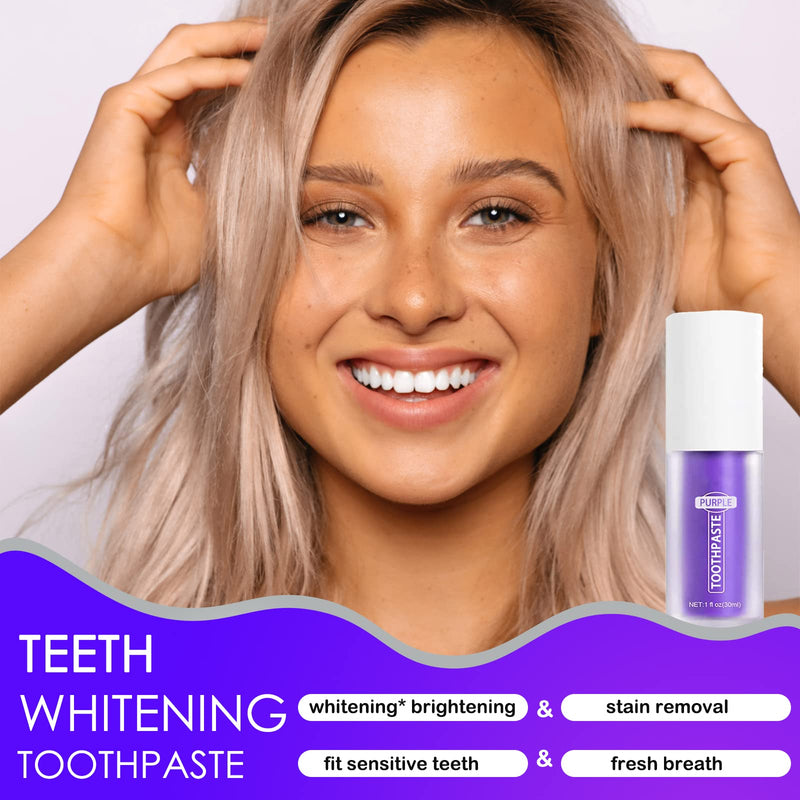 [Australia] - Purple Toothpaste for Teeth Whitening, Purple Tooth Whitening Toothpaste Gel Stain Removal for Yellow Teeth, Purple Whitening Toothpaste Suitable for Sensitive Teeth and Teeth Cleaning Toothpaste 