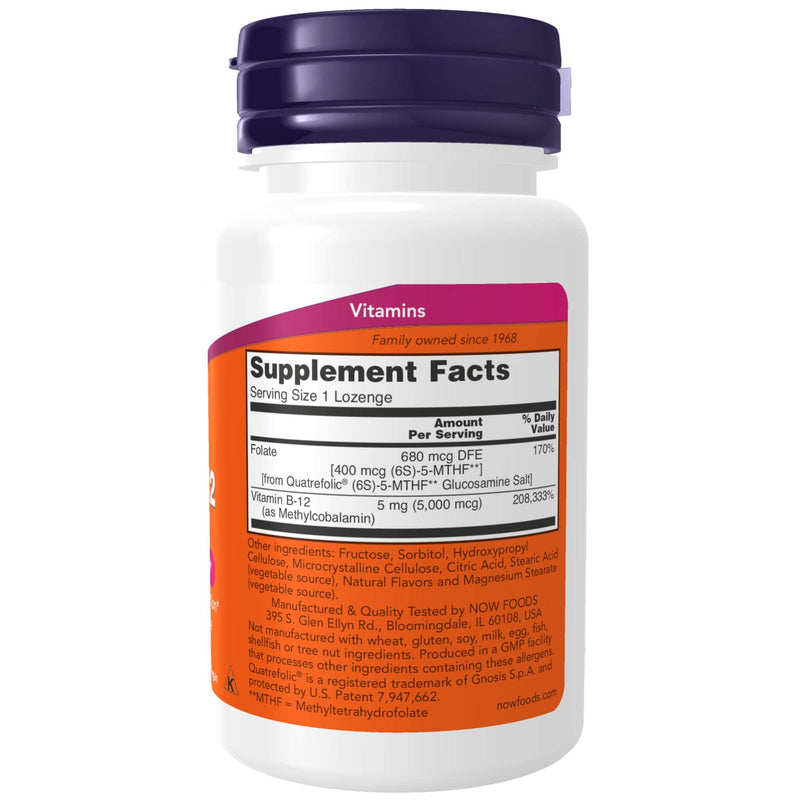 [Australia] - NOW Supplements, Methyl B-12 (Methylcobalamin) 5,000 mcg, Nervous System Health*, 120 Lozenges 