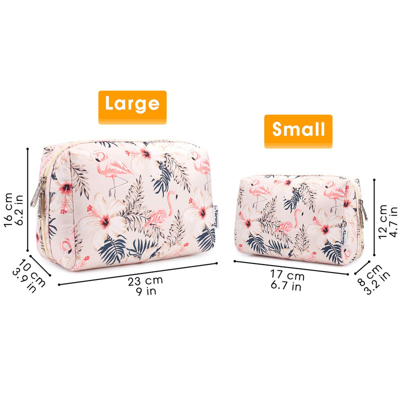 [Australia] - Large Makeup Bag Zipper Pouch Travel Cosmetic Organizer for Women and Girls (Large, Beige Bird) Large 