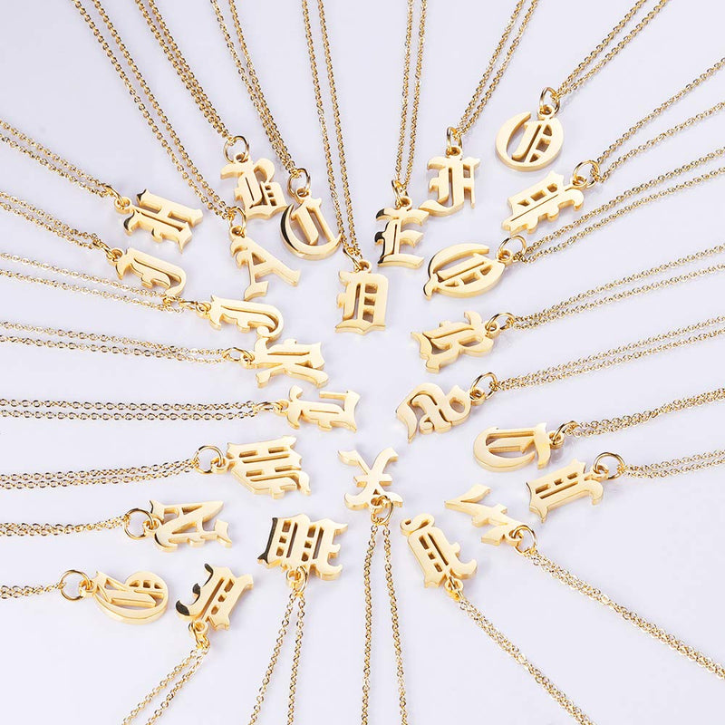 [Australia] - Letter Necklaces for Women Personalized Necklaces 18K Gold Plated Initial Pendant Old English Name Necklaces A-Z Bridesmaid Gift for Girls J 