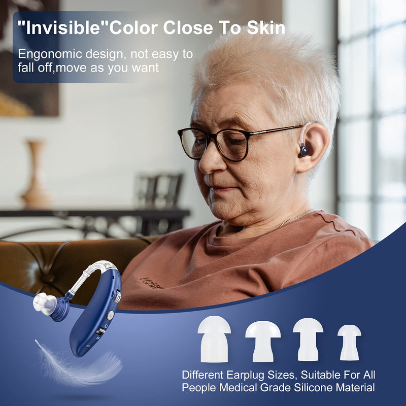 [Australia] - Rechargeable Hearing Aid for Seniors, LIGINN Hearing Amplifier Aids, Sound Amplifier Device with Noise Cancelling,Digital Ear for Hearing Loss Tinnitus,Invisible Ear with Volume Control Blue 
