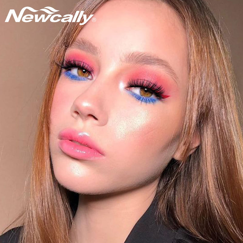 [Australia] - Newcally Eyelashes Natural Strip Cat Eye Lashes False Wispy Clear Lash Band 3D Fake Eyelashes Fluffy Volume Short Faux Mink Eyelashes 14 Pairs B- Cat Eye Clear Band 