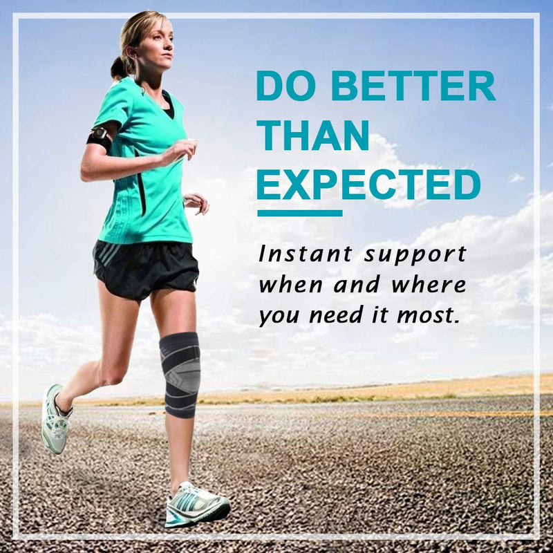 [Australia] - Beister 1 Pair Knee Compression Sleeves with Adjustable Straps for Men & Women, Professional Knee Support Brace for Meniscus Tear, Arthritis, Sports Joint Pain Relief, Running, Basketball Style 2-Black Large (2 Count) 