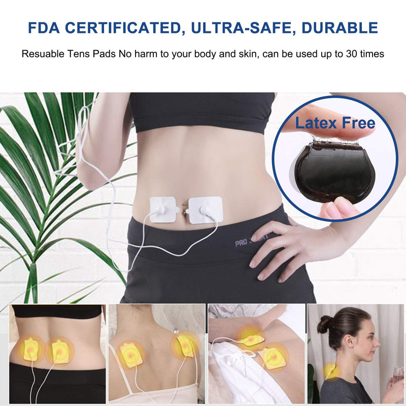 [Australia] - TENS/EMS Unit Replacement Pads, FOXPEED Upgraded 3rd Gen Large Premium Super Sturdy Snap Electrode Patches with Self-Adhesive Performance for Pain & Muscle Relief Reusable Up to 30 Times 