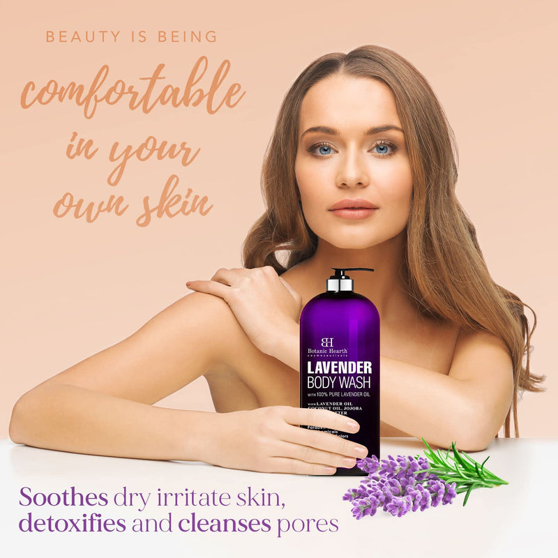 [Australia] - BOTANIC HEARTH Lavender Body Wash with Peppermint Oil - for Women & Men and Shower Gel - Fights Acne, Soothes Eczema and Dry Irritated Skin, Sulfate and Paraben Free - 16 fl oz 