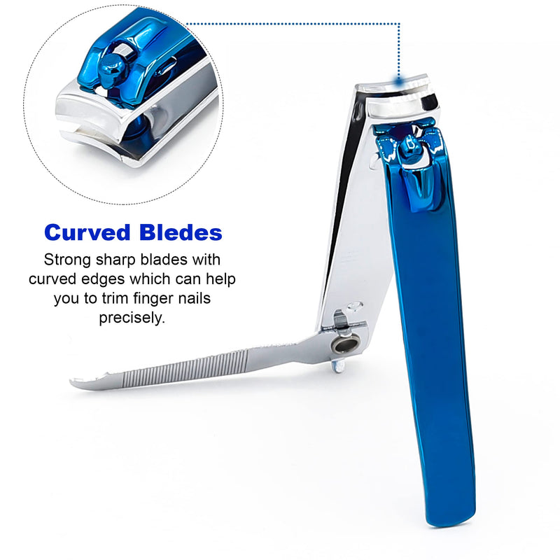 [Australia] - Nail Clippers Nail Cutter 2PCs Set Stainless Steel Fingernails Toenails Clippers for Men Women Sturdy Nail Clipping Kit (Blue) Blue 