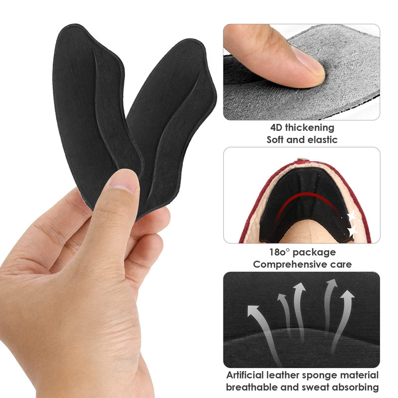[Australia] - Molain 4 Pairs Heel Grips Shoe Pads Liner Inserts for Loose Shoes Heel Cushions Snugs for Shoe Too Big Men Women Self-Adhesive Shoes Sticker Comfort Insole Foot Care Protector Heel Pain Relief (Black) Style B 