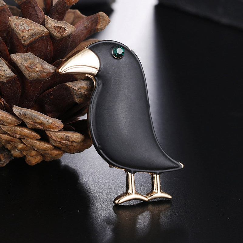 [Australia] - MINGHUA Gun Black Birds Corsage Brooches Enamel Crow Collar Jewelry for Unisex 