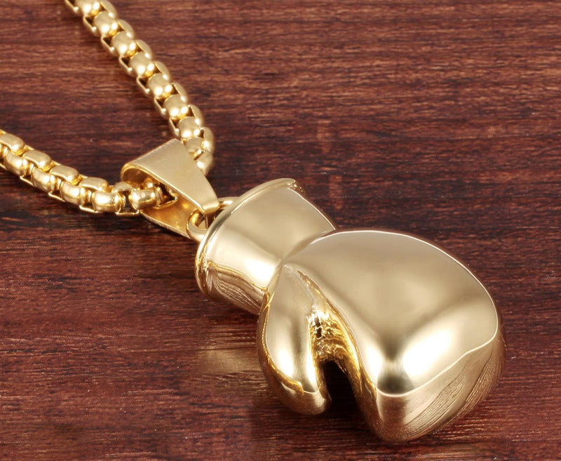 [Australia] - Hamoery Men Women Punk Stainless Steel Boxing Glove Chain Pendant Necklace Golden(Men) 