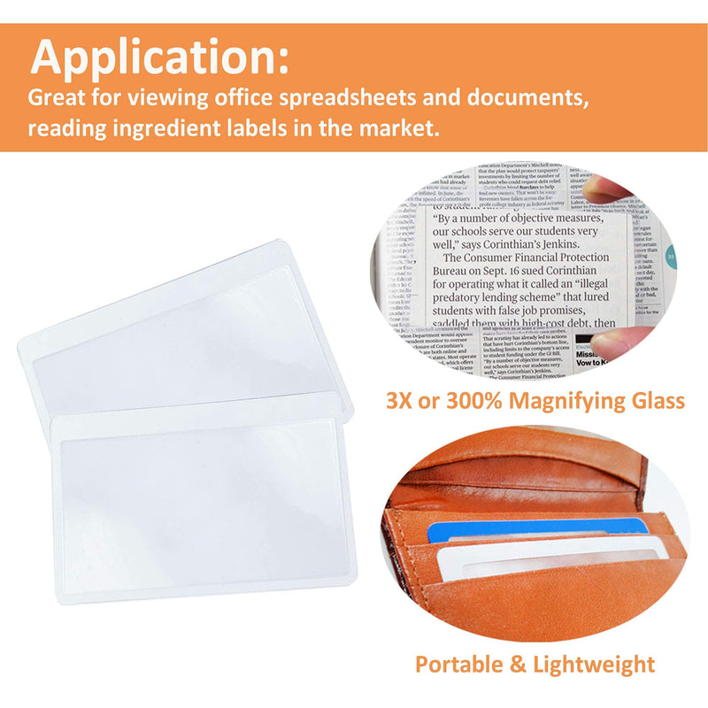 [Australia] - MagDepo Magnifying Sheet 2 Pack 3X PVC Page Size with 2 Bonus Card Magnifier and Pouches, Magnifying Glass for Reading Small Patterns, Maps and Books 