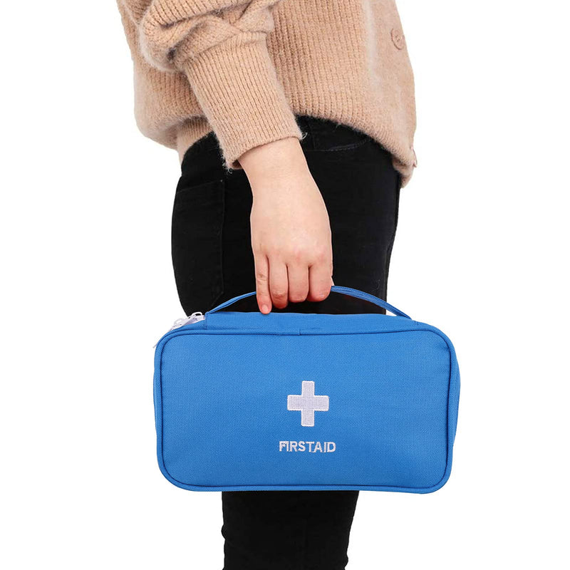 [Australia] - upain First Aid Bag Empty Small Medical Kit Pouch Travel Emergency Pouch Lightweight Medicine Storage Bag Multifunctional Layered for Emergency Home Office Car Outdoors Boat Camping Hiking Blue-a 