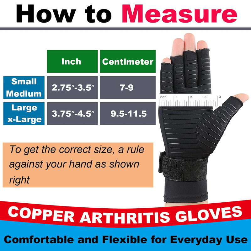 [Australia] - 2 Pairs Compression Gloves, Copper Arthritis Gloves with Adjustable Wrist Strap,Carpal Tunnel,Computer Typing,Support for Men & Women (Small/Medium (2 Pairs)) Small/Medium (2 Pairs) 