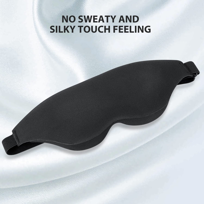 [Australia] - 3D Eye Sleep Mask with Memory Foam,New Design Light Blocking, Soft & Comfortable Eye Sleep for Women & Men with Earplug & Travel Pouch Black 