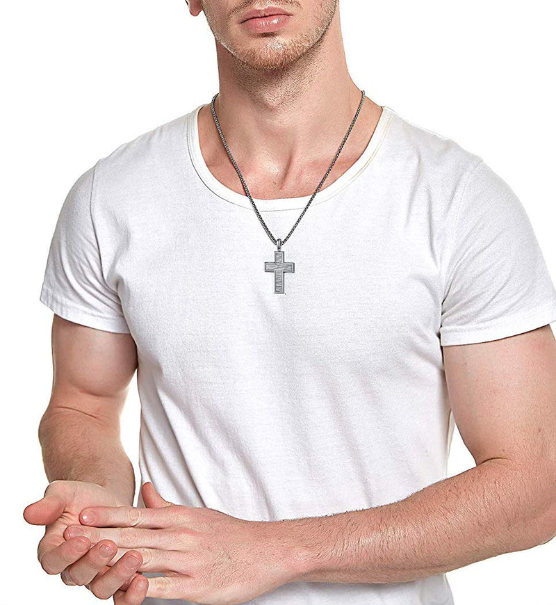 [Australia] - XIEXIELA 4 Classic Crosses Necklace for Men Boys | Men's Vintage Stainless Steel Cross Pendant B-Silver 