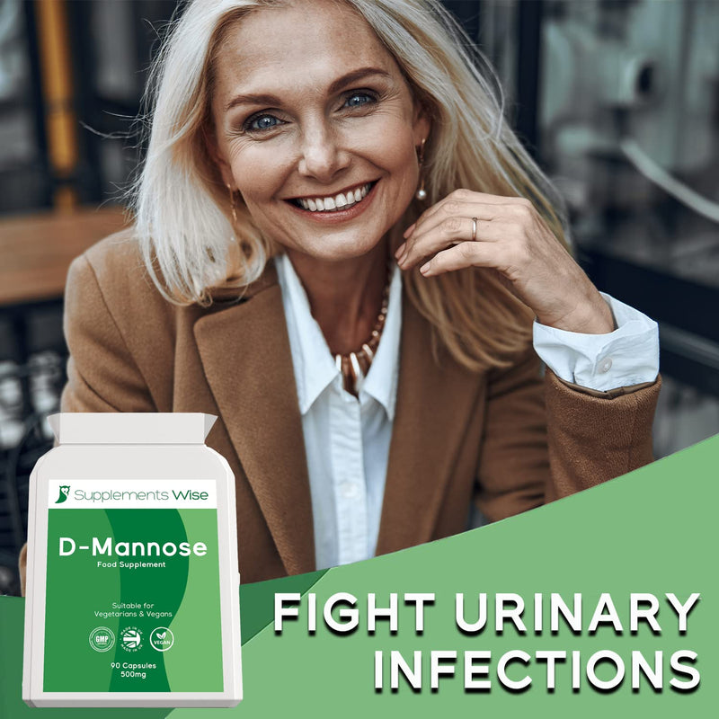 [Australia] - Supplements Wise D-Mannose Capsules - 500mg x 180 - Cystitis Treatment for Women and Men - Urinary Tract, UTI and Bladder Support - 1500mg Dmannose Powder Per Serving - Water Infection Relief 180 Count (Pack of 1) 