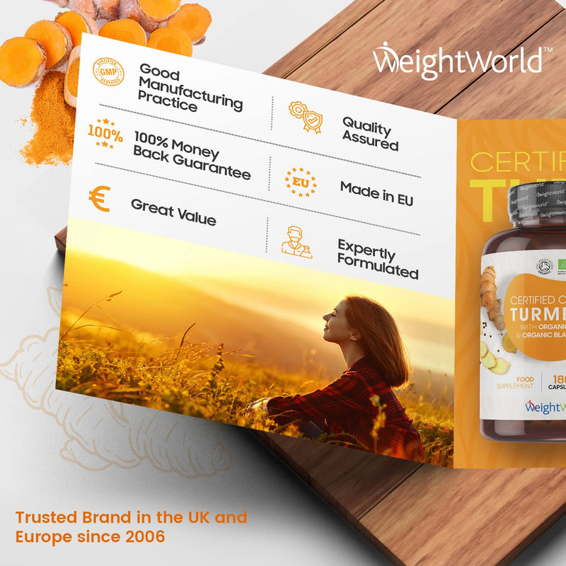 [Australia] - Organic Turmeric Ginger & Black Pepper Capsules 1520mg - 180 Vegan Capsules - with Active Curcumin - Soil Association Certified - 3 Month Supply - High Strength Turmeric & Black Pepper Supplement 