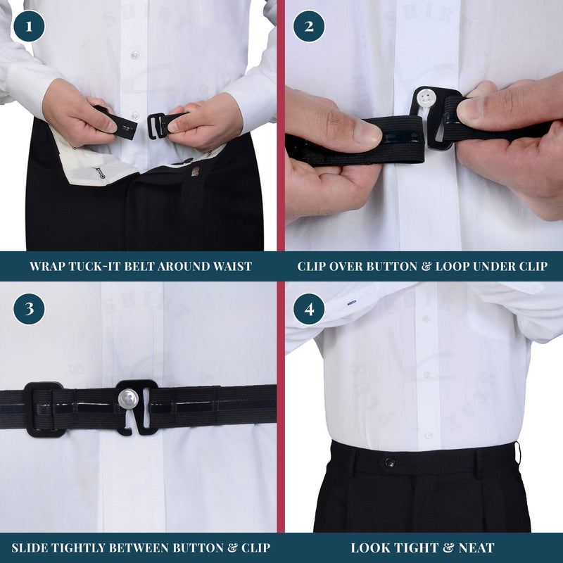 [Australia] - Tuck-It Belt Style Shirt Stays from Shirt Stay Plus (Select Series) Standard (28” to 40”) 