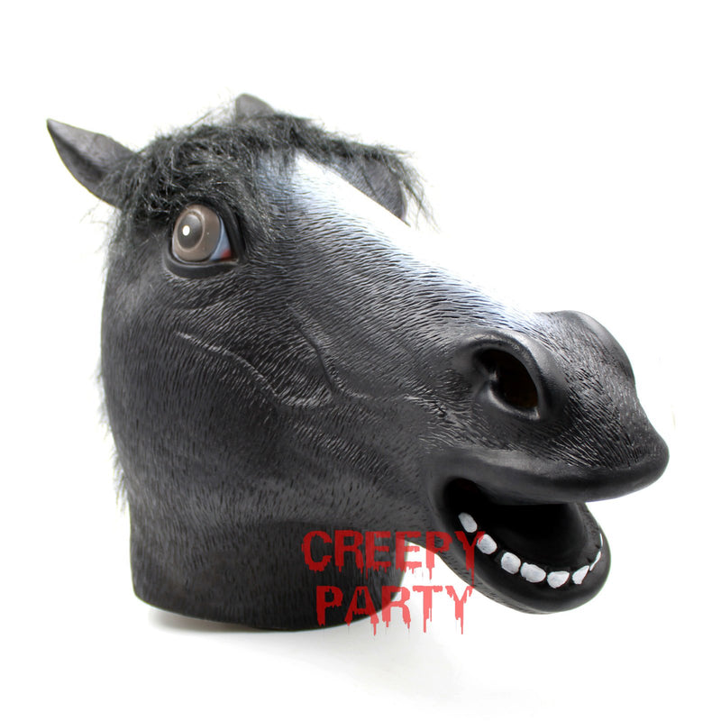 [Australia] - Horse Mask Party Dress Up Horse Head Latex Masks for Adults Men Masquerade Black 