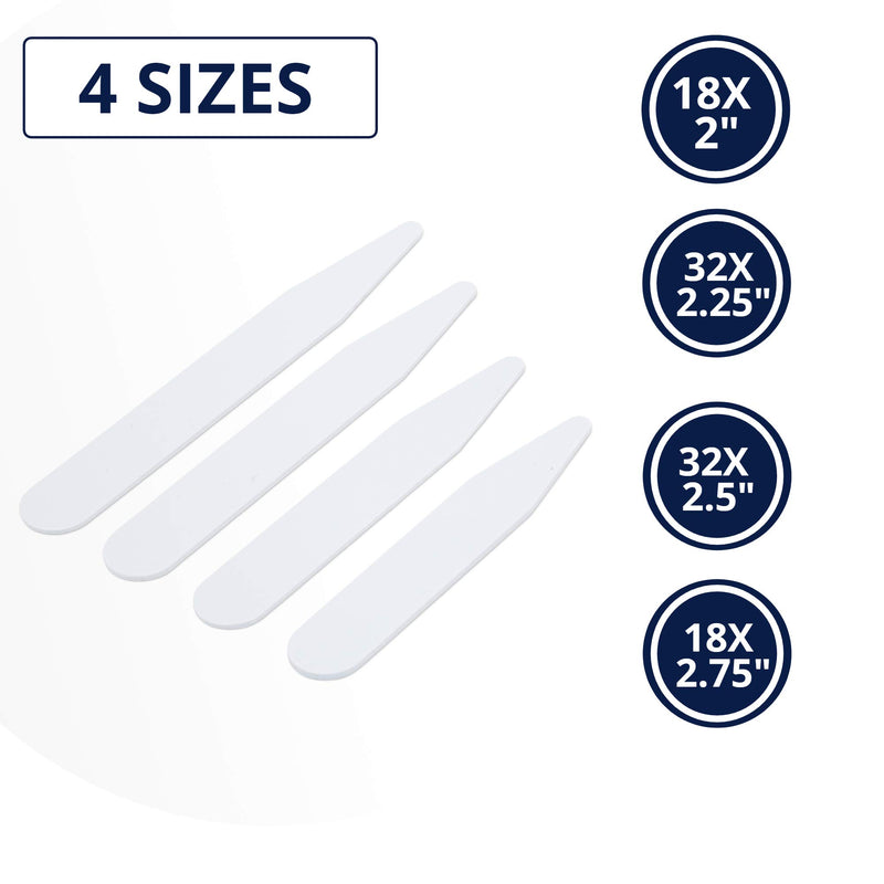 [Australia] - 250 Plastic Collar Stays - 4 Sizes for Men, by Quality Stays 