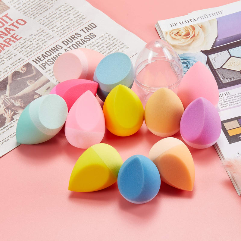 [Australia] - 3 Pieces Makeup Blender Sponges Set Soft Beauty Egg Cosmetic Cute Powder Puff for Wet and Dry Use with 1 Metal Egg Holder, 1 silicone Case with Outer Band 