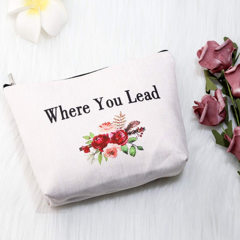 [Australia] - PXTIDY Gilmore Girls Makeup Bag Where You Lead I Will Follow Cosmetic Bag Set Mother Daughter Gift BFF Gift (beige) beige 