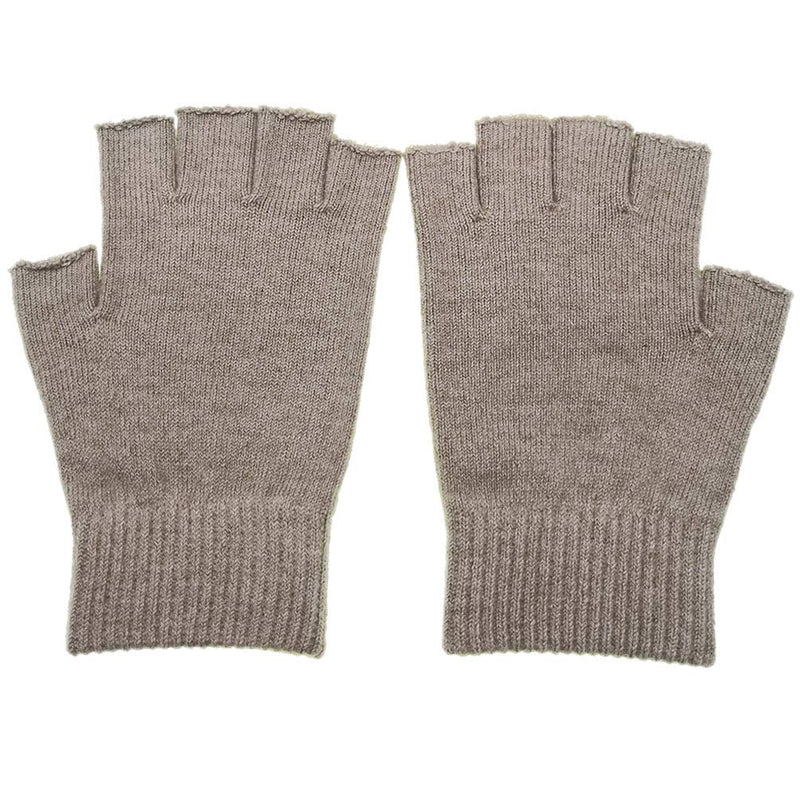 [Australia] - Novawo Cashmere Blend Fingerless Gloves Warm Arm Warmers Beige 