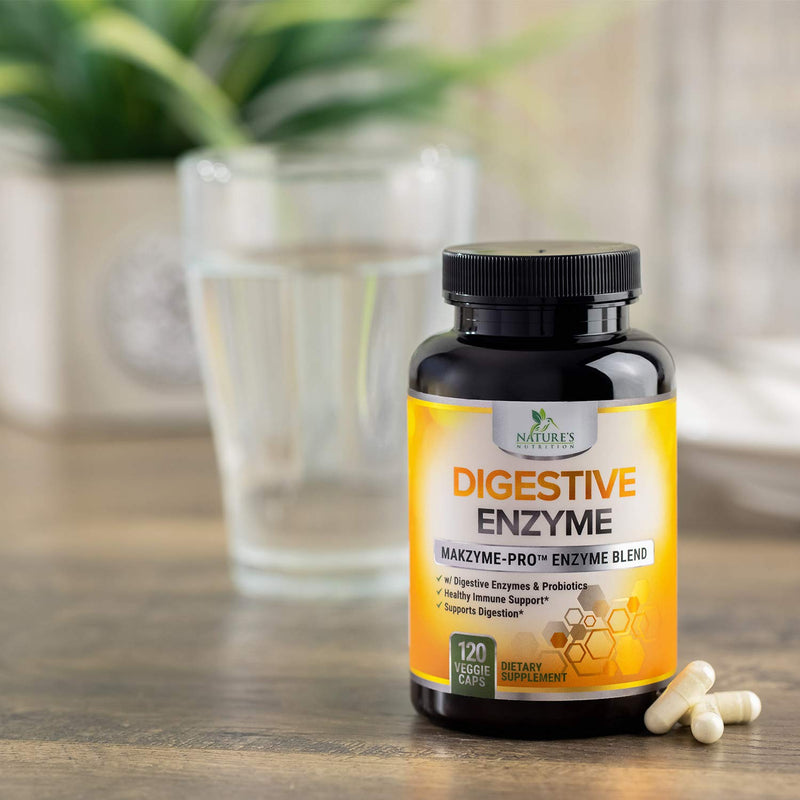 [Australia] - Digestive Enzymes with Probiotics, Bromelain and Papain - Gentle Digestion Support Multi-Enzyme Supplement for Women and Men - Daily Support for Gas, Bloating and Digestion, Non-GMO - 120 Capsules 120 Count (Pack of 1) 