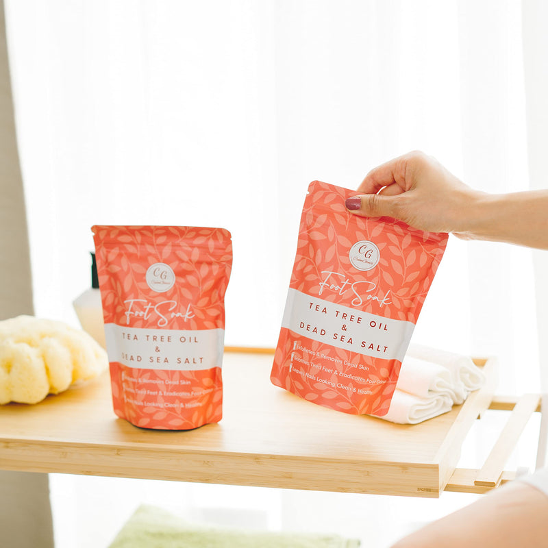 [Australia] - CalmGenix Foot Soak with Tea Tree Oil & Dead Sea Salt | Helps Treat Nail Fungus and Athletes Foot, Foot Spa Bath | Foot Moisturiser & Deodorizer Feet Soak | Exfoliating Foot Soak for Hard Skin 