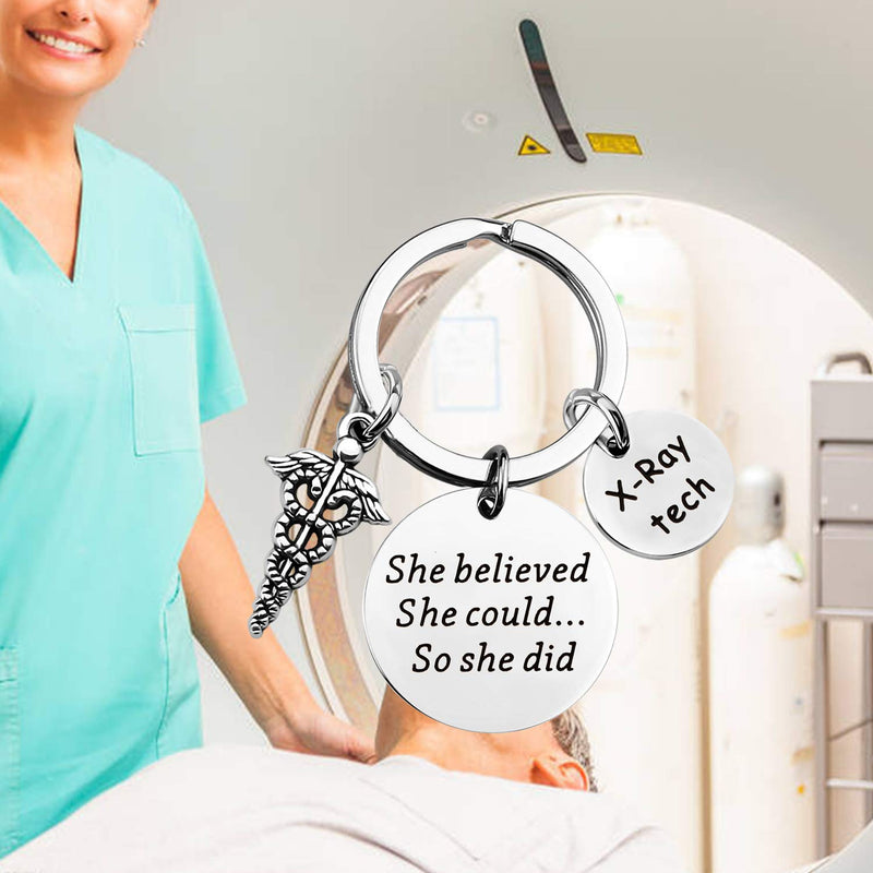 [Australia] - BAUNA X-Ray Tech Keychain Radiology Technologist Gift She Believe She Could So She Did Inspiration X-Ray Technician Graduate Gifts X-ray Keychain 