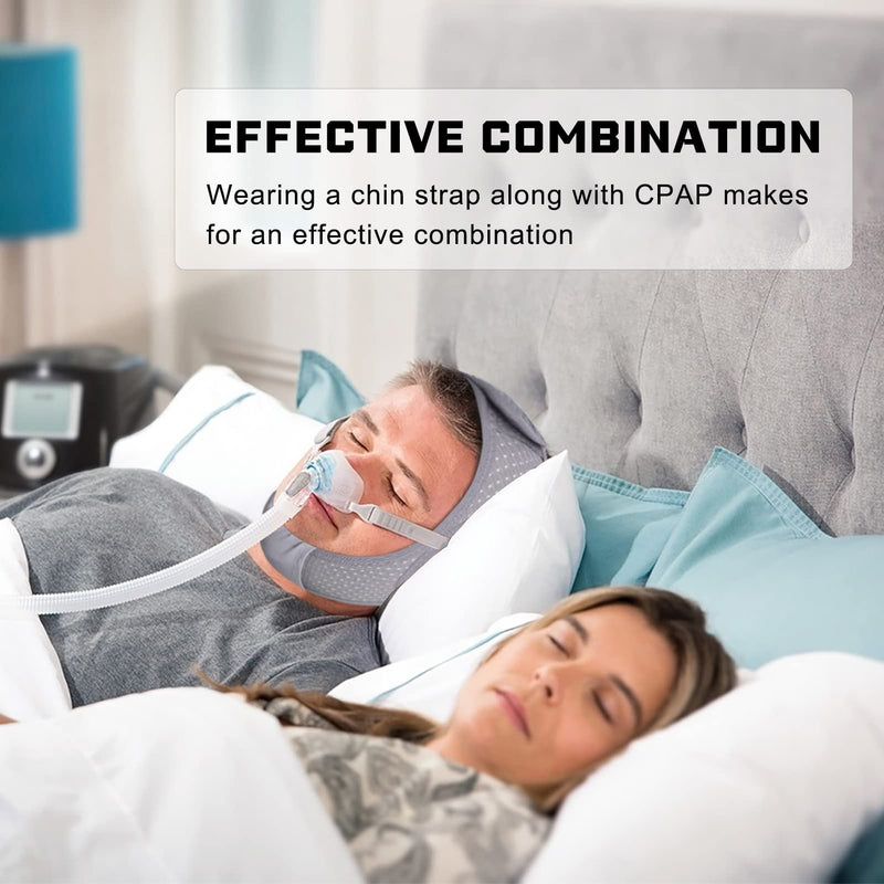 [Australia] - Forzacx Anti Snoring Chin Strap - Light Breathable Cpap Chin Strap Snoring Solution, Comfortable Chin Portion Widen Softer, Efficient Reduce Snoring, Adjustabl Sleep Chin Strap for Men Women - Grey 