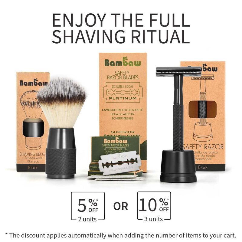 [Australia] - Synthetic Shaving Brush | Black | Vegan Shaving Brush | Women and Mens Shaving Brush| Shaving Cream Brush | Eco Friendly Travel Shaving Brush | Bambaw 