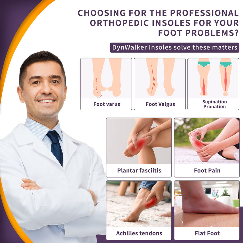 [Australia] - Orthotic Insoles, DynWalker Achilles Tendonitis Support Shoe Insoles, Plantar Fasciitis, Foot Arch Support, Flat Feet, Overpronation, S S: ( Women 6.5 -7 ) 
