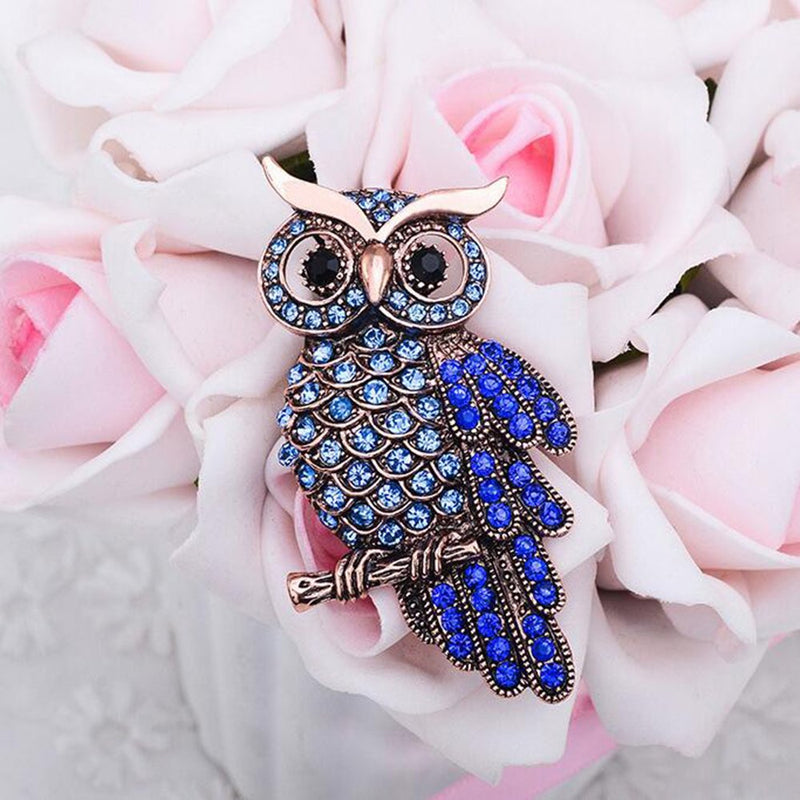 [Australia] - Grtdrm Created Rhinestone Crystal Brooch, Elegant Owl Fashion Pin Gift 