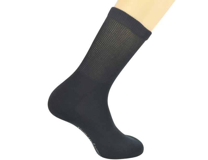 [Australia] - Yomandamor Men's 4 Pairs Cotton Seamless Diabetic Crew Socks with Non-binding Top 10-13 4 Pairs Black 