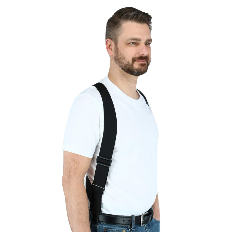 [Australia] - Perry Suspenders Men's Ultra Soft Undergarment Trucker Suspenders Regular Black 