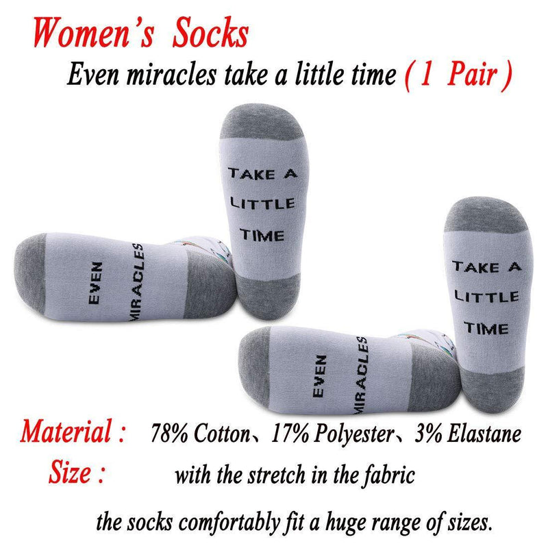 [Australia] - PYOUL 1 Pair IVF/ IUI Rainbow Baby socks Fertility Journey Transfer socks Even Miracles Take a Little Time Socks Take a Little Time 1 Pair 