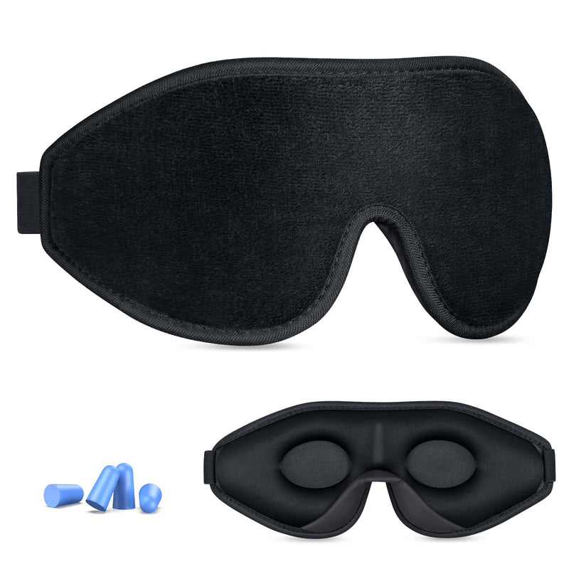 [Australia] - 3D Contoured Sleep Mask, Eye Mask, Gritin Light-Blackout Design Eye Zero-Pressure 3D Sleeping Mask, Ultra Soft & Comfortable Eye Blinder with Adjustable Strip and Ear Plug for Men, Women and Kids 