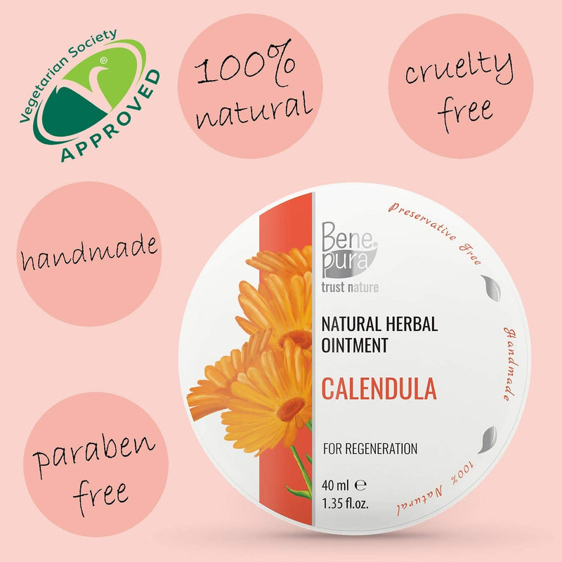 [Australia] - BenePura Calendula Ointment for Burns, Scars and Wounds - Regenerates and Soothes The Skin After Cuts - Reduces Pain and Swelling - 100% Natural Herbal Ointment - 40 ml 
