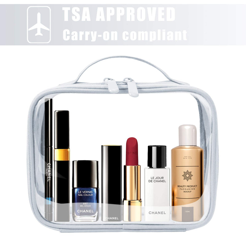 [Australia] - Clear Makeup Bag, Anrui TSA Approved Clear Toiletry bag Waterproof Cosmetic Bag Case Travel Liquids Organizer Carry On Luggage for Women Men Grey 3 Pack (Same Size) 2 - grey 