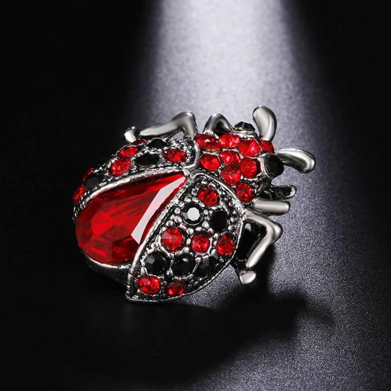 [Australia] - MINGHUA Red Crystal Rhinestone Ladybug Coccinella Beetle Brooch Pin 